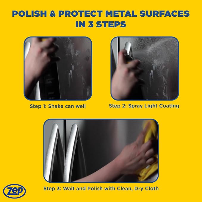 Zep Stainless Steel Cleaner and Polish 14 ounces (Case of 4) ZUSSTL14 - Protects Metal Surfaces from Fingerprints, Soil and Waterspots