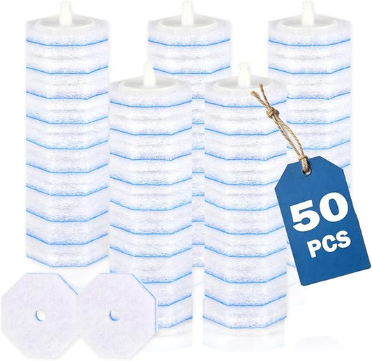 50 Count Disposable Toilet Bowl Refill Heads, Sturdy Non-Shed Replacement Pads with Fresh Fragrance