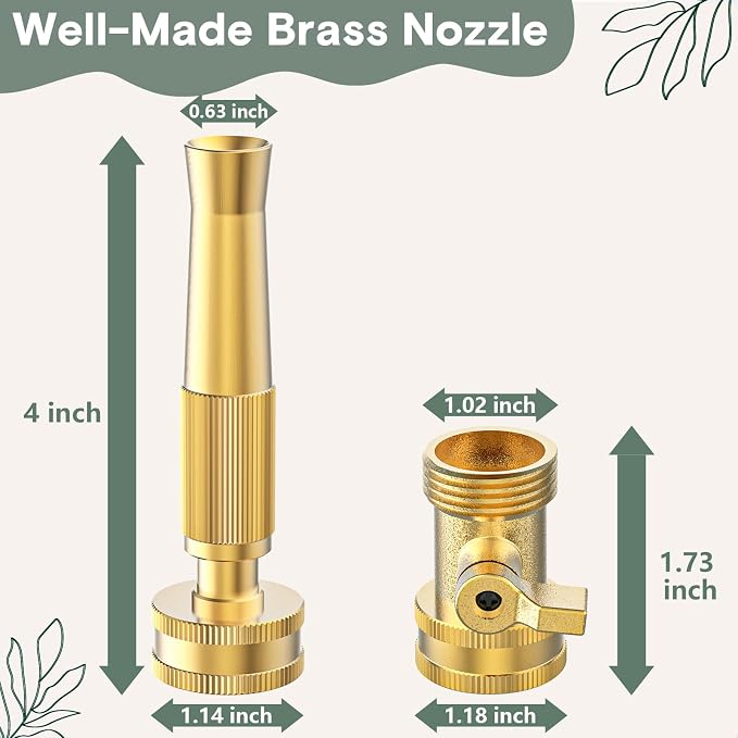 Twinkle Star Brass Twist Hose Nozzle, Hose Shut Off Valve, 4 Pack | 3/4" GHT Heavy-Duty Connector 4 Pack, On-Off Valve, Leakproof Operation