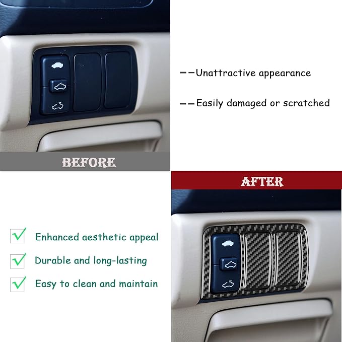 Real Carbon Fiber Trim for Honda Accord Accessories | for 2003 2004 2005 2006 2007，Sunroof Switch Control Panel Cover，Interior Dash Panel，Thick Overlay Sticker Decal