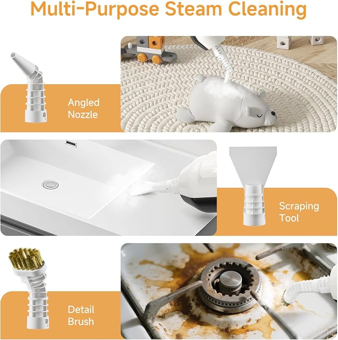 Steam Mop for Floor Cleaning, Multi-Purpose Steam Cleaner with Handheld Steamer & Accessories, Deep Cleaning Floor Steamer for Hardwood and Tile, Pet-Friendly Steam Mop for Home