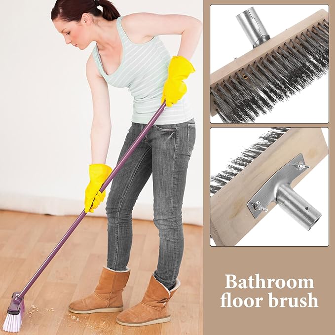 Stainless Steel Wire Scrub Brush 20cm Heavy Duty Outdoor Cleaning Brush for Moss Removal Patio and Garden Tough Surface Scrubber