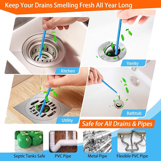 Drain Sticks Drain Cleaner Sticks Keeps Drains and Pipes Clear and Odor-free for Sink Pipe Cleaning Sticks for Drains As Seen On TV