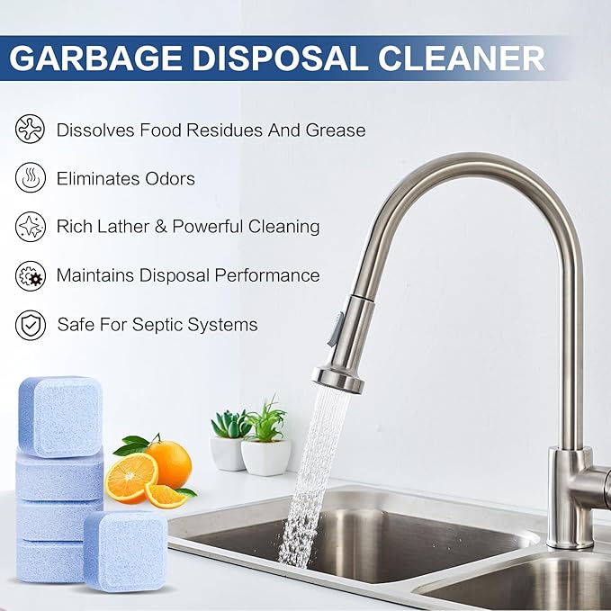 Treeroot Garbage Disposal Cleaner and Deodorizer Tablets, 30 Pack Blue Foaming Cleaning Tablets, Citrus Scent Disposal Cleaner for Kitchen Sink, Drain Cleaning and Odor Control, 15-Month Supply