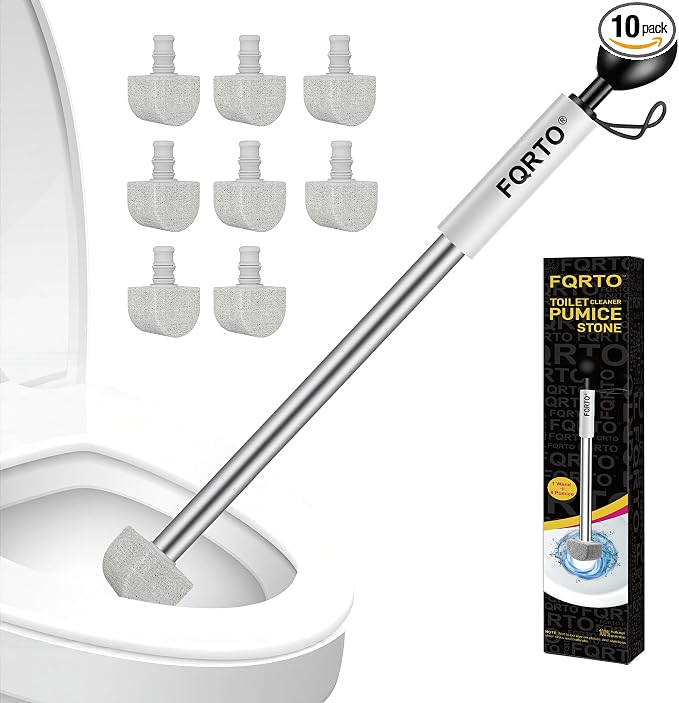 17" Pumice Stone Toilet Bowl Cleaner, 8 Heads – Non-Scratch | 100% natural high-density pumice. Removes limescale, rust & hard water stains without scratching porcelain.