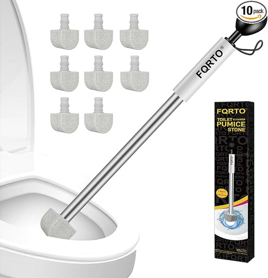 17" Pumice Stone Toilet Bowl Cleaner, 8 Heads – Non-Scratch | 100% natural high-density pumice. Removes limescale, rust & hard water stains without scratching porcelain.