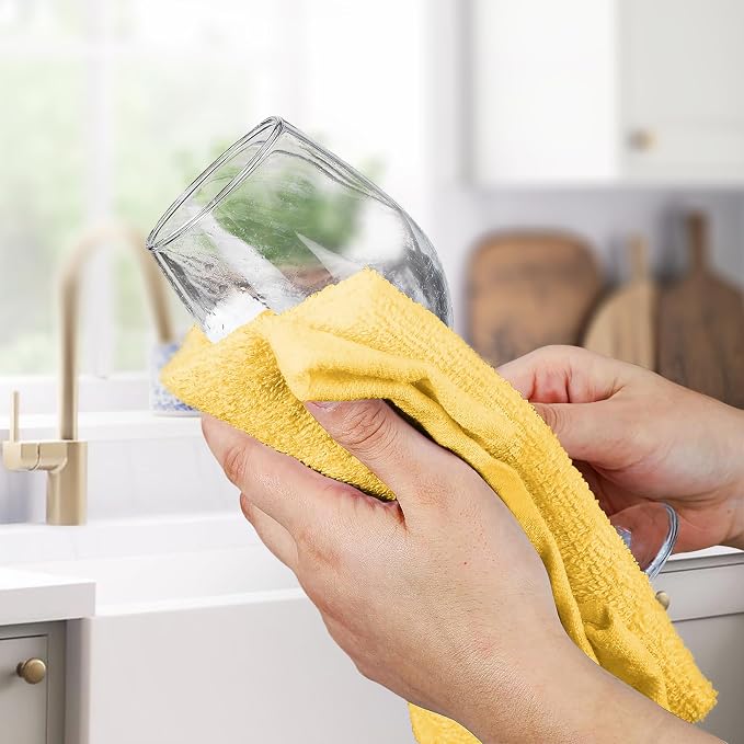 Avalon Towels Bar Towels (Pack of 60) Size 14x17 Inches – 100% Cotton, Absorbent and Reusable Cleaning Rags, Multipurpose Cleaning Towels, Terry Cloth Rags, Durable Shop Rags (Yellow)