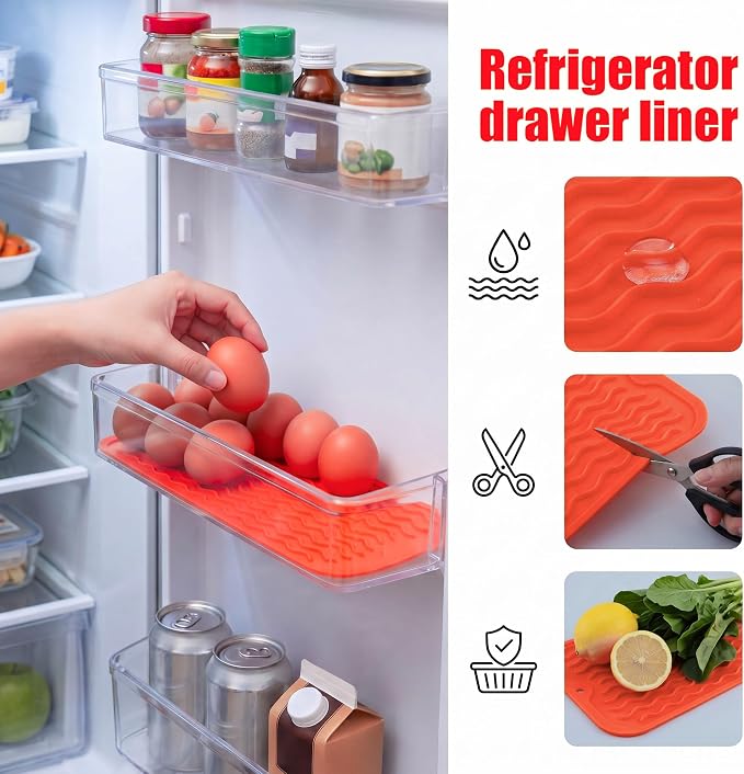 MicoYang Silicone Dish Drying Mat for Multiple Usage,Easy clean,Eco-friendly,Heat-resistant Silicone Mat for Kitchen Counter or Sink,Refrigerator or Drawer Liner Orange S 12 inches x 6 inches