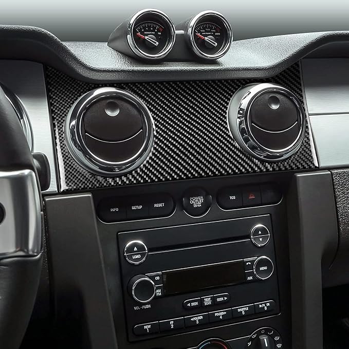 Real Carbon Fiber Trim for Ford Mustang GT Shelby Accessories | for 2005 2006 2007 2008 2009，Central Consoles Air Vent Outlet，Thick Overlay Sticker Decal