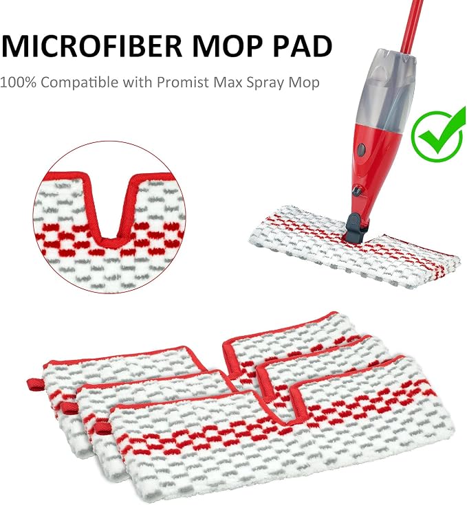 Microfiber Spray Mop Pads Compatible with Ocedar ProMist MAX Spray Mop, Reusable Mops Refill for Oceda Promist Dust Mop, Dual-Action Washable Flip Mops Pads Replacement for Dry and Wet Floor Cleaning