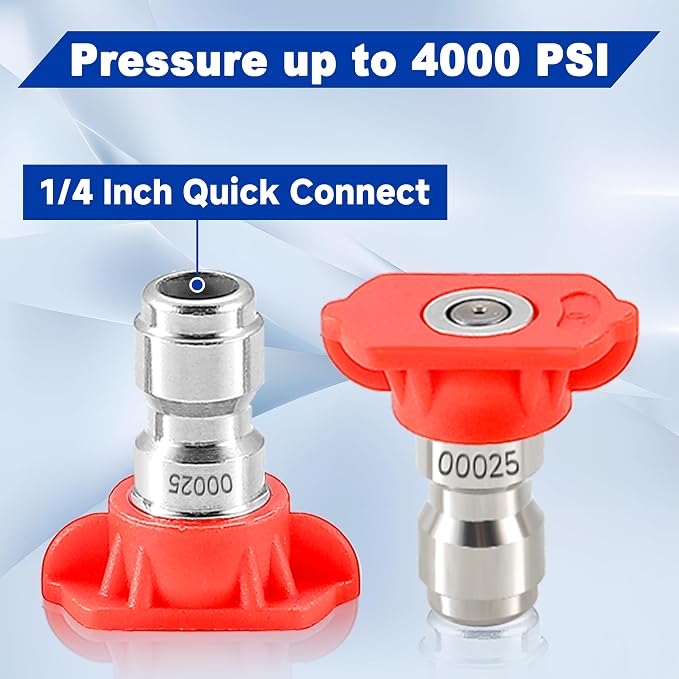 Tool Daily Pressure Washer Nozzle Tips, Multiple Degrees, 2.5 GPM, 7 Pack | 1/4 Inch Quick Connect Power Washer Nozzle Tips Set for Car Washing, 4000 PSI