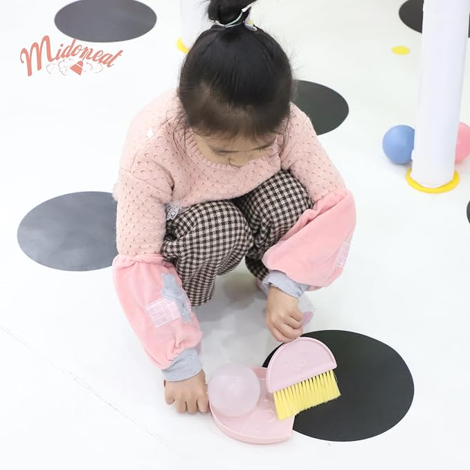 Midoneat Kids Cleaning Toy Set, Mini Child Broom, Mop and Dustpan, Little Housekeeping Helper Set ,Pretend Home Cleaning Play Set for Toddler Height 75-115cm ,6pcs (Pink)