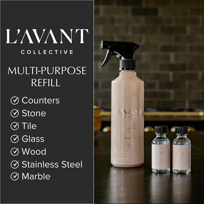 L'AVANT Collective Luxury Multipurpose Surface Cleaner Concentrate | All Purpose Cleaning Spray Refill, Plant-Based & Non-Toxic | Makes 48 Fl Oz, EPA Safer Choice | 3 Fl Oz | Blushed Bergamot