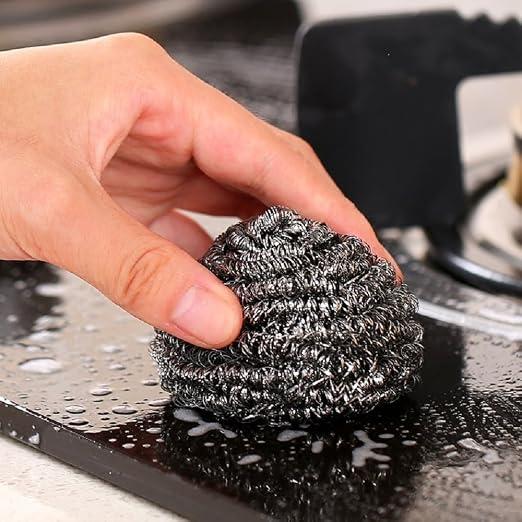 KTOJOY 6 Pack Stainless Steel Wool Scrubber, Scouring Pads | Stainless steel scrubbers for kitchen, bathroom, pots, pans, grill; heavy duty, reusable, removes stubborn stains