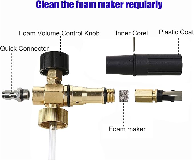 Tool Daily Short Pressure Washer Gun with Foam Cannon Dual Connector | 1/4 Inch Quick Connect, 5 Power Washer Spray Nozzle Tips, 1 Liter Soap Cannon