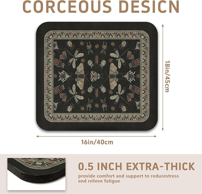 Dish Drying Mat, Vintage Rustic Boho Kitchen Dishes Absorbent Pad, 16x18in | Eco-friendly diatomite with non-slip rubber backing. Super absorbent mat for kitchen counters, coffee bars & sinks