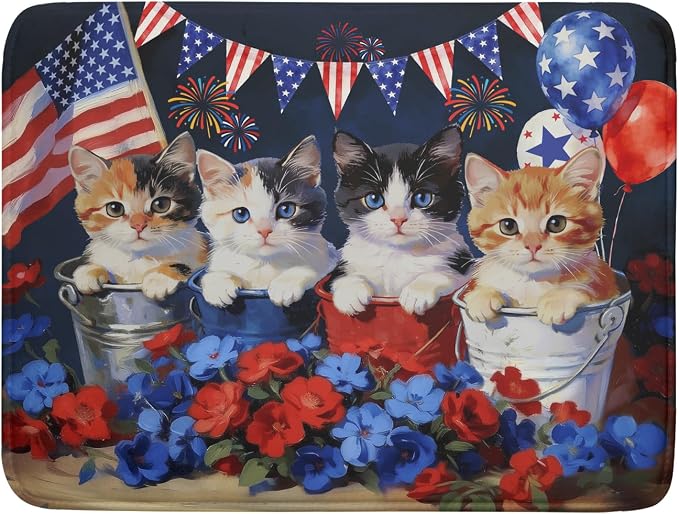 4th of July Drying Mat for Kitchen Counter 18 X 24 in Patriotic Printed Dish Drying Pad