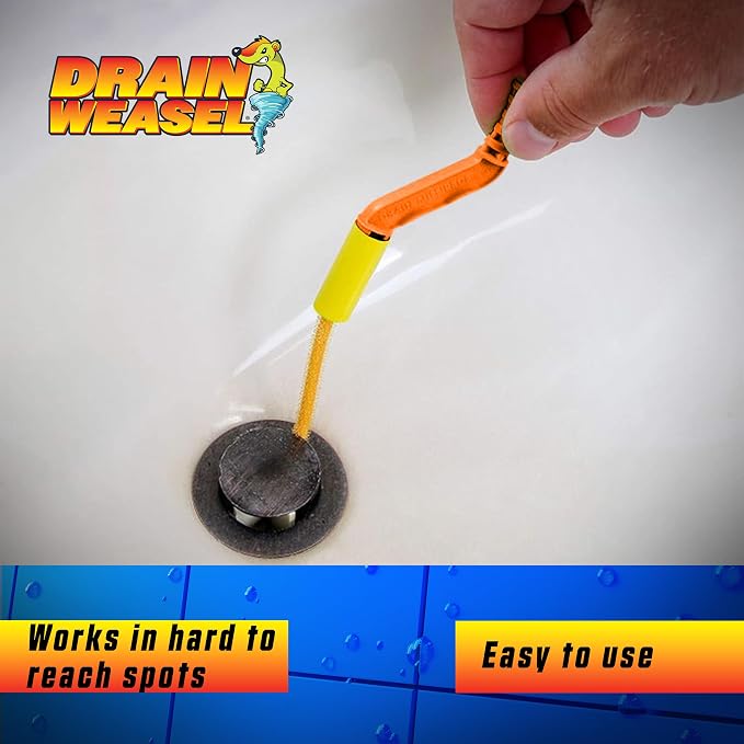 FlexiSnake Drain Weasel Sink Snake Hair Clog Remover Tool Kit | Sink, Pipe, Bathroom, Bathtub Drain Cleaner, 18-inch Long, Flexible, 1 Wand and Removable Handle, Made in The USA