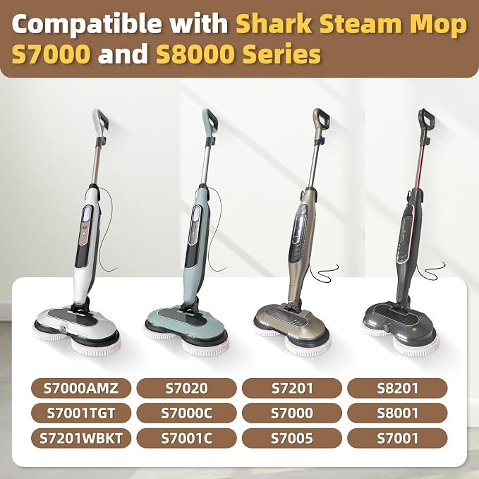 2 Pack Upgraded Steam Mop Brush Pads for Shark Steam & Scrub Mop | Powerful Short Bristle for Deep Clean & Polish Hard Floors, Compatible with Shark S8201, S8001, S8002BRN, S7001 series