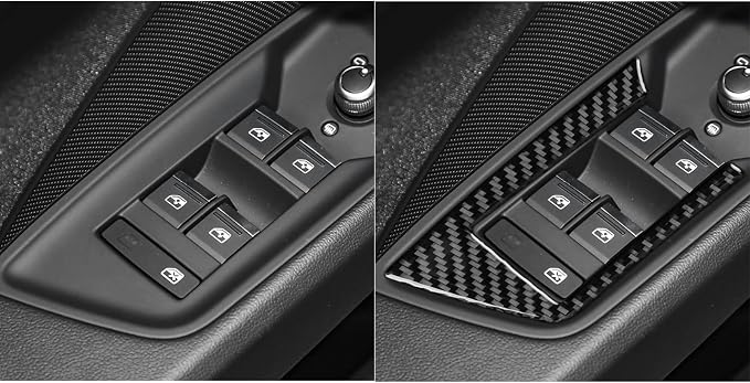 Real Carbon Fiber Door Stickers Fit for Audi A3 8Y S3 2021-2025 | Trim Door Window Switch Panel Cover | Accessories | Anti-scratch | Self-adhesive