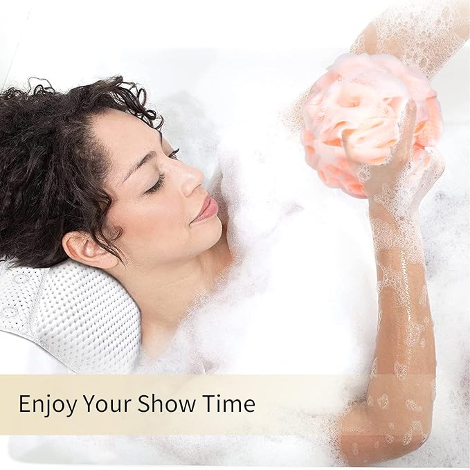FARMOGA Bath Loofah Sponge Body Scrubber Shower Sponge Exfoliating Mesh Pouf Shower Ball Bath Sponges for Women and Men Bathing Accessories (4Pack 50G Colorful)