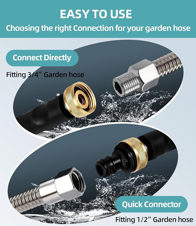 Jet Nozzle High Pressure Hose Nozzle, 18” Hydro Water Hose Nozzle | for Garden Hose with 3 Nozzles & Hose Quick Connectors, Power Washer Wand for Cleaning Patio, Car, Window, Black