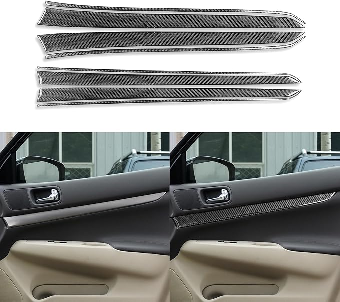 Real Carbon Fiber Trim for Infiniti Accessories | for G35 G37 G25 Q60 Q40 2007-2015 2008 2009 2010 2011 2012 2013 2014 X S Sedan Door Inner Panel Thick Overlay Decal - A