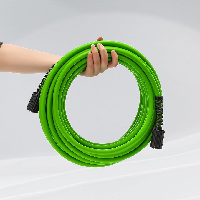 PWACCS Pressure Washer Hose 50 FT x 1/4", Power Washer Hose Kink Resistant | Universal High-Pressure Washing Extension Hoses Replacement, Compatible with M22 Stainless Steel Fittings, 3600 PSI, Green
