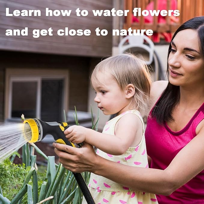 Garden Hose Nozzle with Adjustable 10 Watering Patterns Hose Spray Nozzle | Slip Resistant High Pressure Leak-Proof ,Water Hose Nozzle Sprayer for Plants & Lawns Watering,Car Washing and Pet Showering