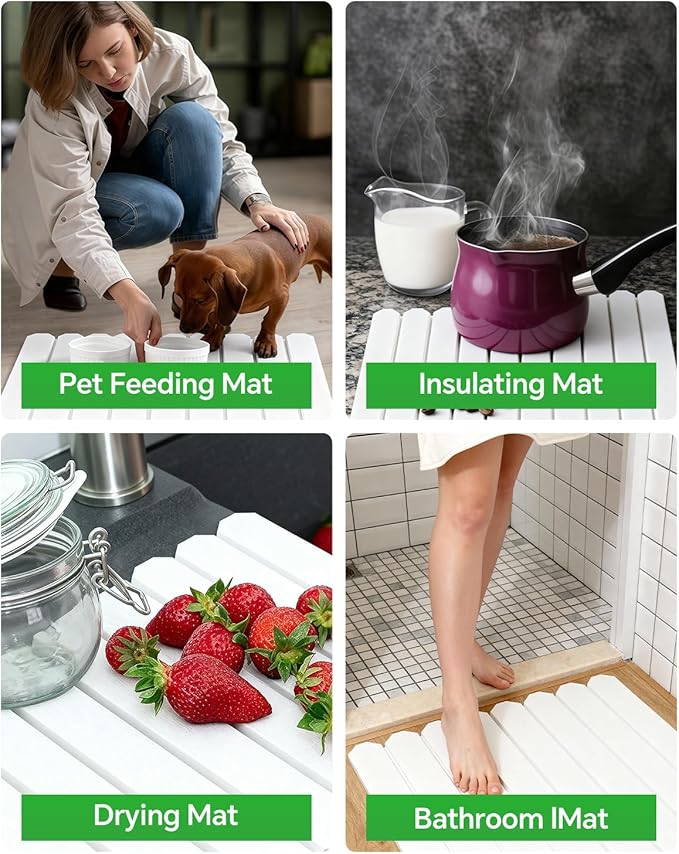 Stone Drying Mat for Kitchen Counter 16x24 Inch, Diatomaceous Dish Drying Mat with Towel Sanding Tool, Fast-Absorbing Quick-Dry Non-Slip Sink Tray
