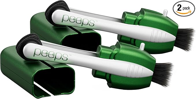 Peeps Glasses Cleaner - for Eyeglasses, Reading Glasses, and More - Lens Cleaner with Carbon Microfiber Tech-Soft Touch Green-2 Count (Pack of 1)