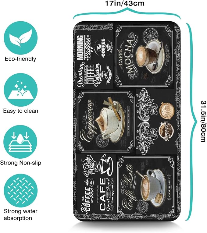 Coffee Mat 17inx31.5in,Coffee Bar Mat for Countertops,Absorbent Hide Stain Anti-Slip Coffee Bar Accessories Fit Under Coffee Machine Mat,dish drying mats for kitchen