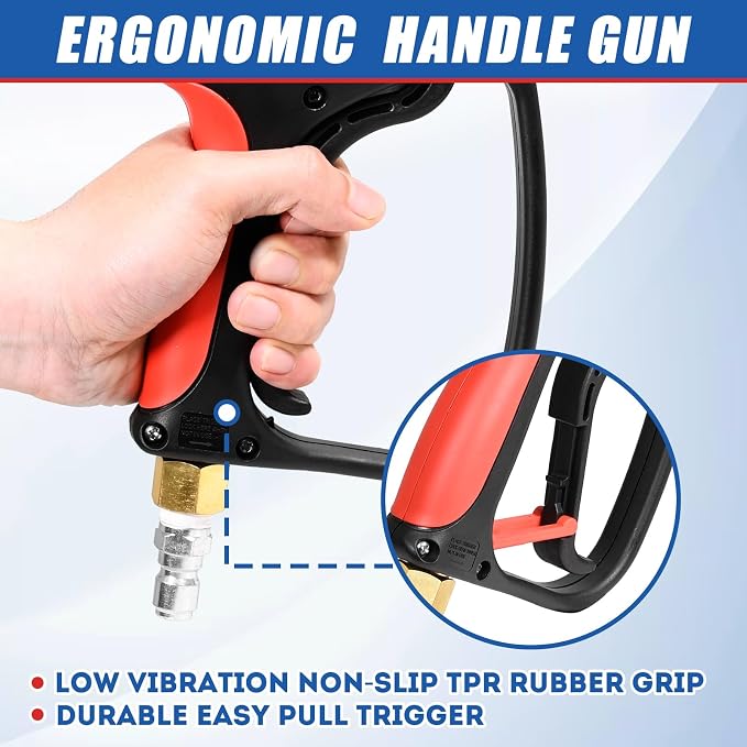 TOOLCY Pressure Washer Gun, Adjustable Power Washer Swivel Gun and Extension Wand, 4000 PSI, 7 GPM, M22-14mm to 3/8" Quick Connection, 5 Nozzle Tips, Fit Most Power Washer
