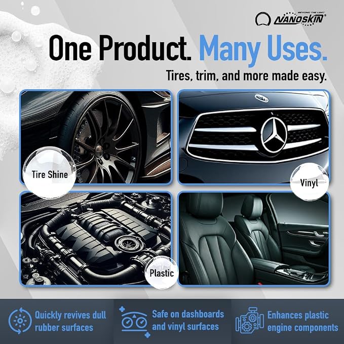 Nanoskin BLUE DRESS Premium Dressing 16 Oz. - Sprayable Interior & Exterior Dressing for Car Detailing | Works on Tire, Vinyl, Rubber, Plastic & Trim | Safe for Cars, Trucks, Motorcycles, RVs & More