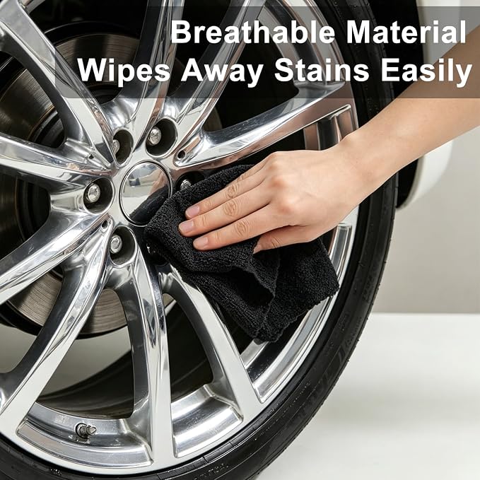 80 Pack Microfiber Cleaning Cloth Roll Reusable Paper Towels 12"x12" Black Tear Away Cloth, Microfiber Towels for Cars, Wash Cloths, Lint Free Rags for House, Kitchen,Window,Cleaning Supplies