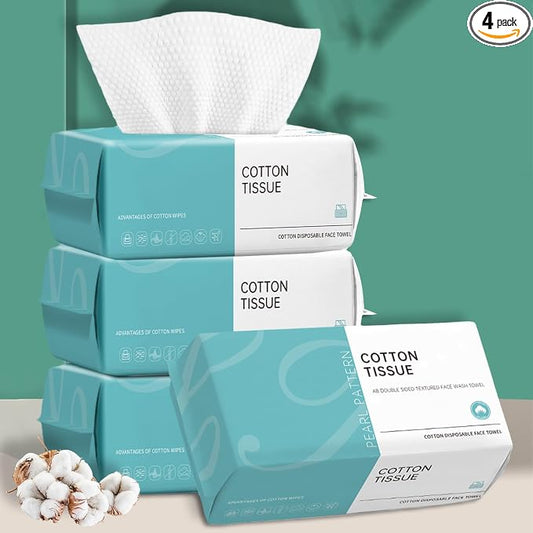 Disposable Face Towel,Cotton Facial Dry Wipe for Sensitive Skin, Facial Tissues for Skin Care, Facial Cleansing, Makeup Wipes, Makeup Remover Towels, Upgraded and Thickened