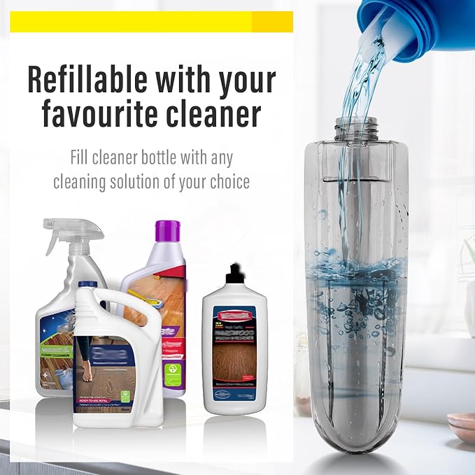 Wet Spray Mop for Floor Cleaning with 14 oz Bottle & 3 Microfiber Pads | Refillable bottle, washable pads, dry/wet use for home or commercial cleaning on hardwood, laminate, wood & ceramic floors