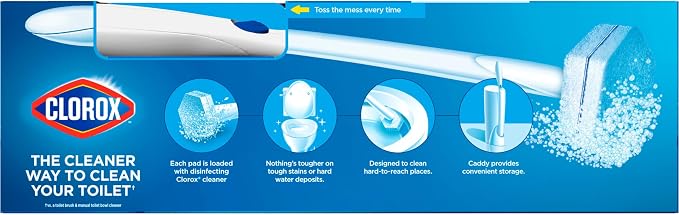 Clorox 03191CT Toilet Wand Disposable Toilet Cleaning Kit: Handle, Caddy & Refills, White (Case of 6)