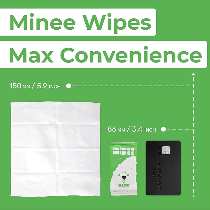 Impossibly Compact Travel Wipes - 99.5% Water - Safe for Sensitive Skin, Resealable, Thick & Durable - For Adults & Kids - Aloe, 10 Pack Total 60 Wipes