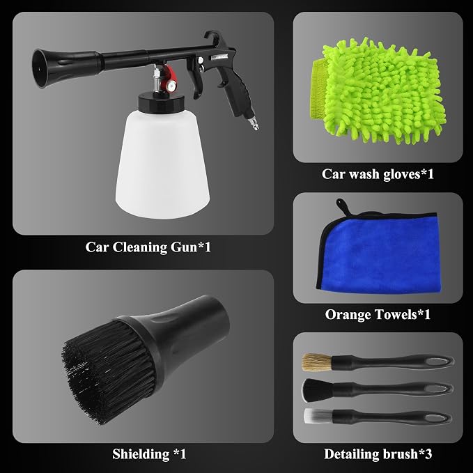 HANDY Tornado Air Cleaning Gun Powerful Air Blast for Dust & Dirt Removal | Car Blow Gun 80-160PSI High Pressure 2 Nozzles Surface Cleaning Tool