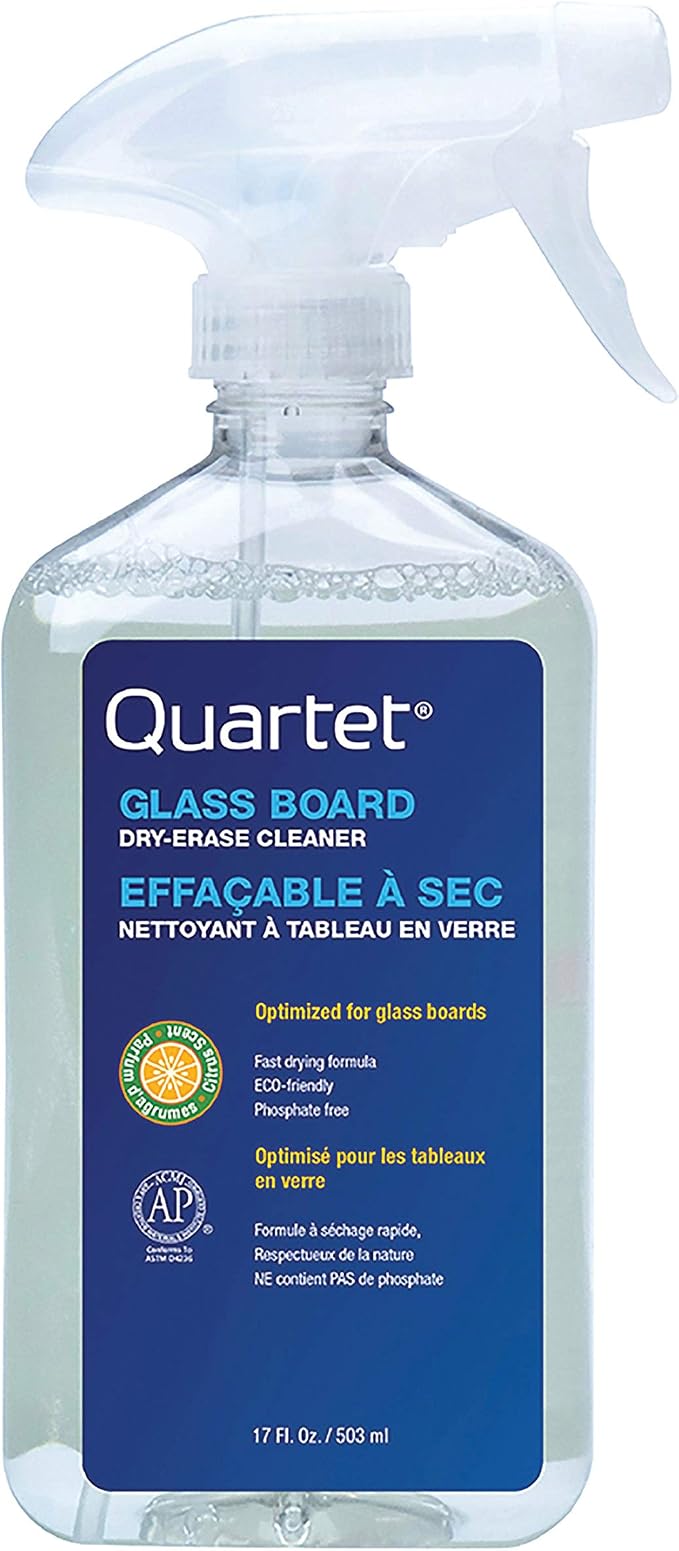Quartet Dry Erase White Board Cleaning Spray, Glass Whiteboard Cleaner, Orange Scented, 17 fl oz (562)