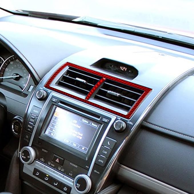 Real Carbon Fiber Trim for Toyota Camry Accessories | for 2012 2013 2014 Dashboard Central A/C Outlet Vent Panel Interior Thick Overlay Decal