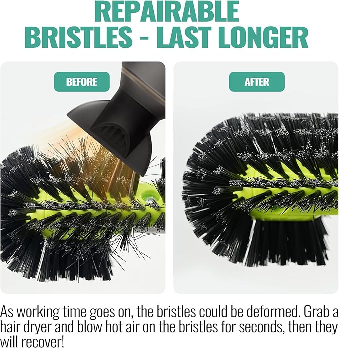 Pool Brush Head - Round Ends, Hemispherical Bristles, Charcoal | Scrub Brush for Walls, Heavy Duty Inground/Above Ground Swimming Pool,Tile Flooring Vinyl Pools Fiberglass Fits Φ1.25” Poles