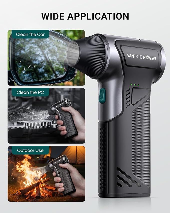 T150 Compressed Air Duster, Mini Hand Blower 110000RPM, 3-Gear Handheld Cordless Blower with Fast Charging, Portable Electric Air Blower for PC, Car, Outdoor, Keyboard