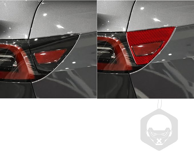 Red Real Carbon Fiber Trim for Tesla Accessories | for Model 3 2017-2022 / Model Y 2020-2024 Rear Tail Light Charging Port Sticker Interior Thick Overlay Decal