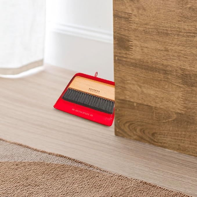 Behrens Red Galvanized Dustpan & Brush Set