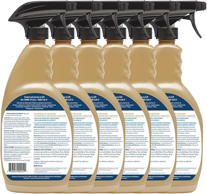 MicroGold Multi-Action Disinfectant Antimicrobial Spray Tested and Proven Effective to Kill the COVID-19 Virus, Kills 99.9% of Viruses and Bacteria, 24 Fluid Ounces, 6 Pack, Packaging May Vary