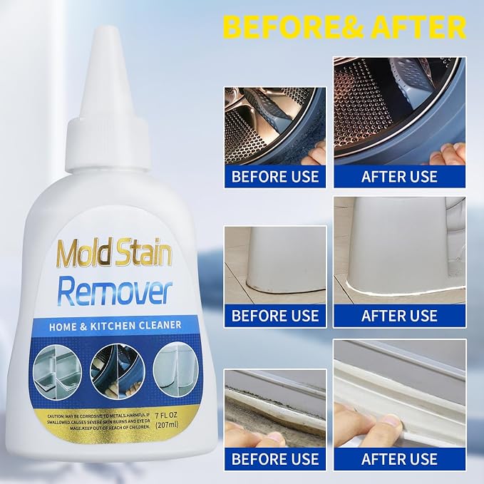 Home Stain Cleaner, 7 fl oz Mold Stain Cleaner Gel for Washing Machine, Home Stain Cleaning Gel for Fridge, Tile, Grout, Sink, Shower, Caulk, and Front Loader Seal