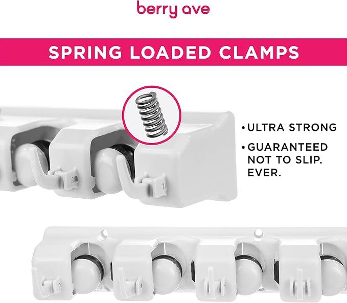 EXTRA GRIP Mop & Broom Holder Wall Mount - Wall Hanging Garden Tool & Utility Closet Organizer, Mop & Broom Hook, Broom Hanger Wall Mount, Mop Broom Organizer, Wall Mounted Broom Rack Storage (2 Pack)