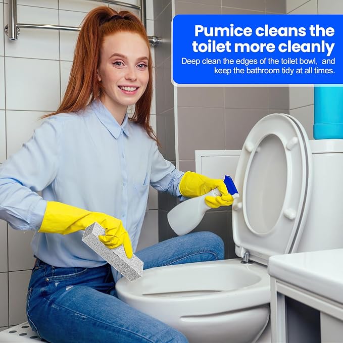 Riuja 6 Pack Pumice Stone Toilet Bowl Cleaner, Pumice Stone for Cleaning | Scouring Stick Removes Hard Water Ring & Rust Stain, Easy to Shape Powerfully Cleans Toilets, Ceramic, Grill, Tub, Pool, Sink